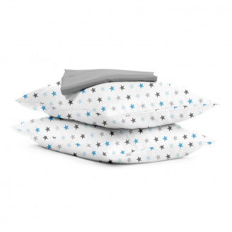 Набор наволочки и простыни COSAS BLUE GREY STARS & SHADOW Ранфорс 160х200 см Голубой