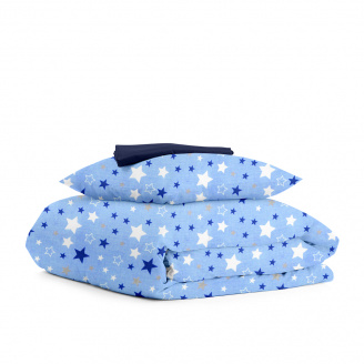 Підлітковий комплект на резинці COSAS COLOR STARS Ранфорс 155х215 см Синій
