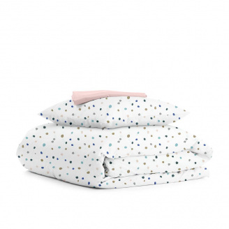 Подростковый комплект COSAS ART BLOTS Ранфорс 155х215 см Белый/Розовый