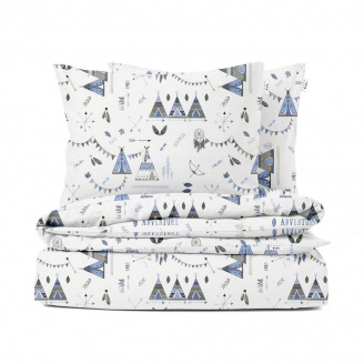 Євро комплект без простирадла COSAS DREAM WIGWAMS Ранфорс 200х220 см Блакитний