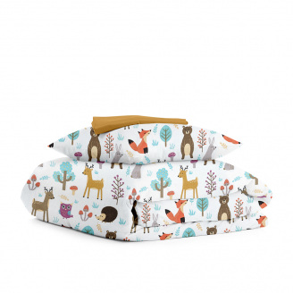 Підліткова постіль з простирадлом на гумці Colorful Animals CS2 COSAS Бежевий 160х220 см