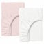Набір простирадла на резинці COSAS WHITE / PUDRA Ранфорс 180х200х20 см 2 шт Рожевий/Білий Охтирка