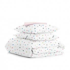 Полуторна постіль з простирадлом на гумці COSAS Color BLOTS CS2 160х220 см Різнокольоровий