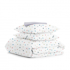 Полуторна постіль з простирадлом на гумці COSAS Color Blots Cs1 160х220 см Різнокольоровий