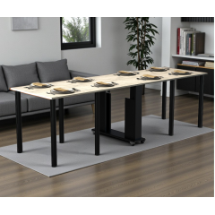 Стол кухонный Tobi Sho "Диалог" раскладной на колесах для кухни, гостиной, офиса, 800х2750х730 мм Дуб крафт белый Куйбишеве