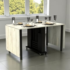 Стол кухонный Tobi Sho "Диалог" раскладной на колесах для кухни, гостиной, офиса, 800х2750х730 мм Дуб крафт белый Куйбишеве