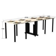 Стол кухонный Tobi Sho "Диалог" раскладной на колесах для кухни, гостиной, офиса, 800х2750х730 мм Дуб крафт белый Куйбишеве