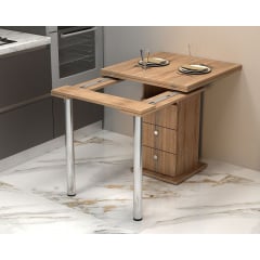 Стіл-трансформер обідній Tobi Sho "Кардамон" з шухлядами для кухні, вітальні, студії, 700х700х750 мм Дуб венге Городок