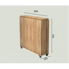 Стол-книга Tobi Sho "Семейный" раскладной обеденный на колесах для кухни, столовой, гостиной, 800х2745х730 мм Дуб сонома Молочанськ