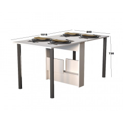 Стол-книга Tobi Sho "Праздничный" обеденный для кухни, столовой, гостиной ДСП, 800х1515х730 мм Белый Коростень