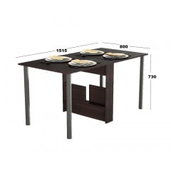 Стол-книжка Tobi Sho "Праздничный" обеденный для кухни, столовой, гостиной ДСП, 800х1515х730 мм Дуб венге Ясногородка