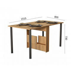 Стол-книга Tobi Sho "Праздничный" обеденный для кухни, столовой, гостиной ДСП, 800х1515х730 мм Дуб сонома Ясногородка