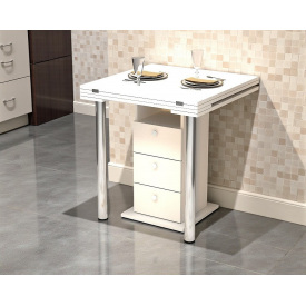 Стол-трансформер обеденный Tobi Sho "Кардамон" с ящиками для кухни, гостиной, студии, 1400х700х750 мм Белый