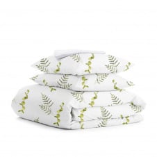 Двуспальная постель с простыней на резинке Green Foliage COSAS Зеленый 180х220 см