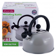 Чайник со свистком серый 2.5л из нержавеющей стали Kamille KL225934