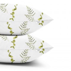 Евро комплект без простыни COSAS GREEN FOLIAGE Ранфорс 200х220 см Бело-салатовый Одесса