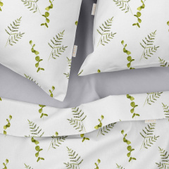Полутораспальный комплект без простыни COSAS GREEN FOLIAGE Ранфорс 160х220 см Зеленый Никополь
