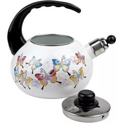 Эмалированый чайник для плиты Butterflies из нержавеюшей стали 2,5л Kamille DP262122 Гуляйполе