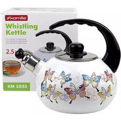 Эмалированый чайник для плиты Butterflies из нержавеюшей стали 2,5л Kamille DP262122 Гуляйполе