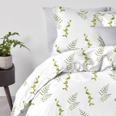 Двоспальна постіль з простирадлом на гумці Green Foliage CS2 COSAS Зелений 180х220 см Черкаси