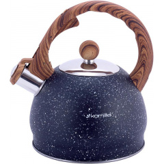 Чайник Marble 2л з нержавіючої сталі зі свистком чорний мармур Kamille DP112956 Сміла
