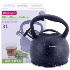 Чайник для плиты Black Granite из нержавеющей стали 3л Kamille DP262137 Смела