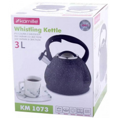 Чайник для плиты Black Marble из нержавеющей стали 3л Kamille DP262135 Прилуки