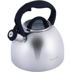 Чайник из нержавеющей стали со свистком 2.7 л с черной ручкой Kamille DP91365