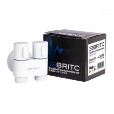 Кран подвійний кутовий приладовий сантехнічний Britc DMD 1/2х1/2 дюйм Білий