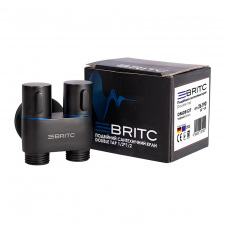 Кран подвійний кутовий приладовий сантехнічний Britc DMD 1/2х1/2 дюйм Чорний