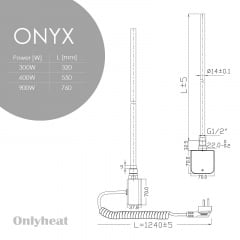 ТЭН для полотенцесушителя OnlyHeat Onyx Black 0.9 кВт Черный Новомосковск
