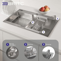 Кухонна мийка Britc HM HS7848RB 78х48х21 см Сірий Гуляйполе