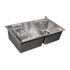 Кухонна мийка Britc HM HS7845_20 на 2 чаші 78x45x21 см Сірий Хмільник