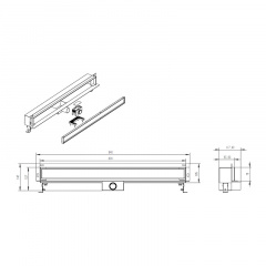 Трап линейный Britc 800 мм с сифоном пристенный Серебристый Измаил