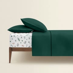 Сімейна постіль з простирадлом на гумці Pine CS4 COSAS Зелений 2х160х220 см Дзензелівка