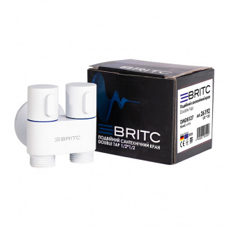 Кран подвійний кутовий приладовий сантехнічний Britc DMD 1/2х1/2 дюйм Білий