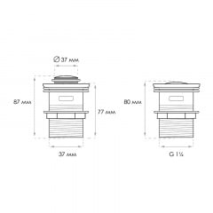 Донный клапан для раковины Britc SS37of click-clack с переливом Хром Вышгород
