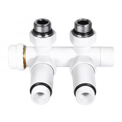 Комплект дизайн кранов с термоголовкой Ideale Duo 1/2x1/2 дюйм Белый Новониколаевка