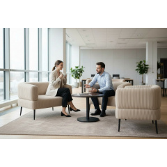 Диван офісний Tobi Sho Бенно-1 з підлокітниками для офісу, вітальні 1200х720х750 велюр вельвет Lotus 02/LT BEIGE Київ