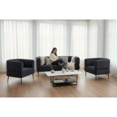 Диван офісний Tobi Sho Бенно-1 з підлокітниками для офісу, вітальні 1800х720х750 велюр вельвет Lotus 98/DK GREY Новояворівськ