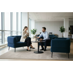 Диван офісний Tobi Sho Бенно-1 з підлокітниками для офісу, вітальні 1400х720х750 велюр вельвет Lotus 88/DK BLUE Київ