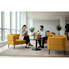Диван офісний Tobi Sho Бенно-1 з підлокітниками для офісу, вітальні 1200х720х750 велюр вельвет Lotus 45/YELLOW Київ