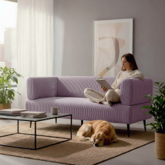 Диван офисный Tobi Sho Бенно-1 с подлокотниками для офиса, гостиной 1800х720х750 велюр вельвет Lotus 65/LILAC Новояворовск