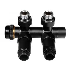 Комплект дизайн кранов с термоголовкой Ideale Duo 1/2x1/2 дюйм Черный Лосиновка