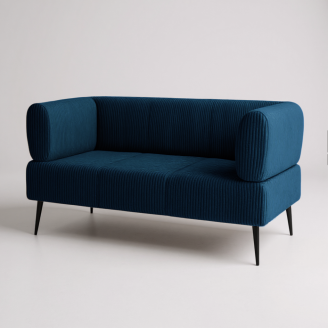 Диван офісний Tobi Sho Бенно-1 з підлокітниками для офісу, вітальні 1400х720х750 велюр вельвет Lotus 88/DK BLUE