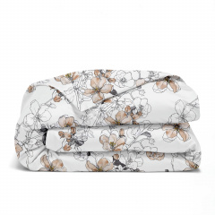 Семейная постель с простыней на резинке Pastel Flowers COSAS Бежевый 2х160х220 см Орехов