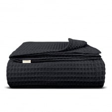 Плед покрывало вафельное COSAS Black Greek Waffle 75x95 см Черный