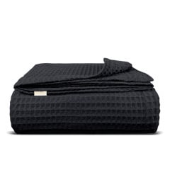 Плед покрывало вафельное COSAS Black Greek Waffle 160х230 см Черный Киев