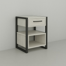 Тумба для прихожей Tobi Sho Степь ЛТ-8 в стиле Лофт с ящиком, 460х350х600 мм Дуб крафт белый