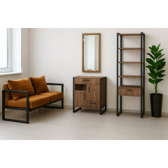 Тумба для прихожей Tobi Sho Формикс ЛТ-12 в стиле Лофт с ящиками и дверцей, 860х350х900 мм Файервуд Київ